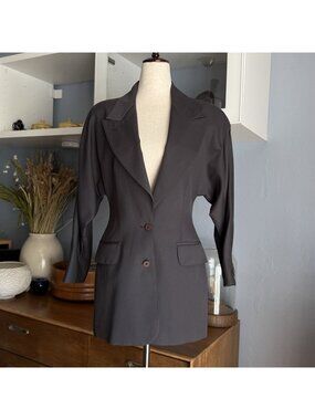 Vintage 80s Claude Montana Blazer Jacket Cinched Waist Size 40/6
